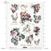 Easter, flower, flowers, hen, chicken, hare, hares, retro, vintage